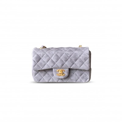 CHANEL SUEDE SMALL DOUBLE FLAP SHOULDER BAG 306485 (20*12*6cm)